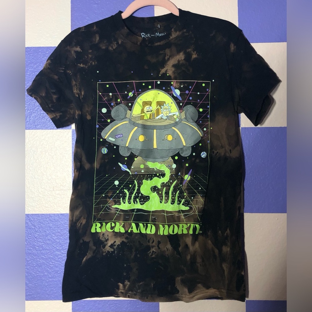 NWOT Rick and Morty Space Ship Tee Acid Washed One of a Kind - Size S